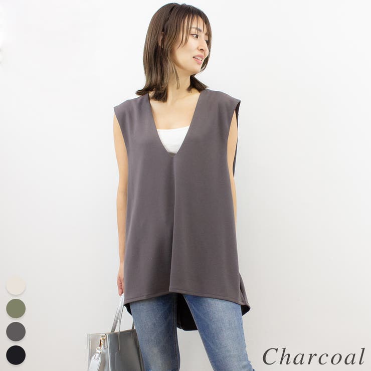 チャコール | ポンチサイドタックベスト | A.NATALY