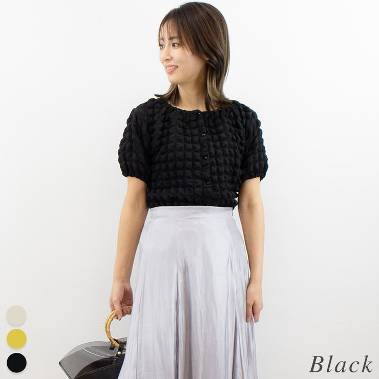 ブラック | ぽこぽこボリューム袖プルオーバー | A.NATALY