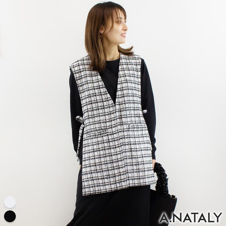 アイボリー | ツイードサイドリボンジレ | A.NATALY