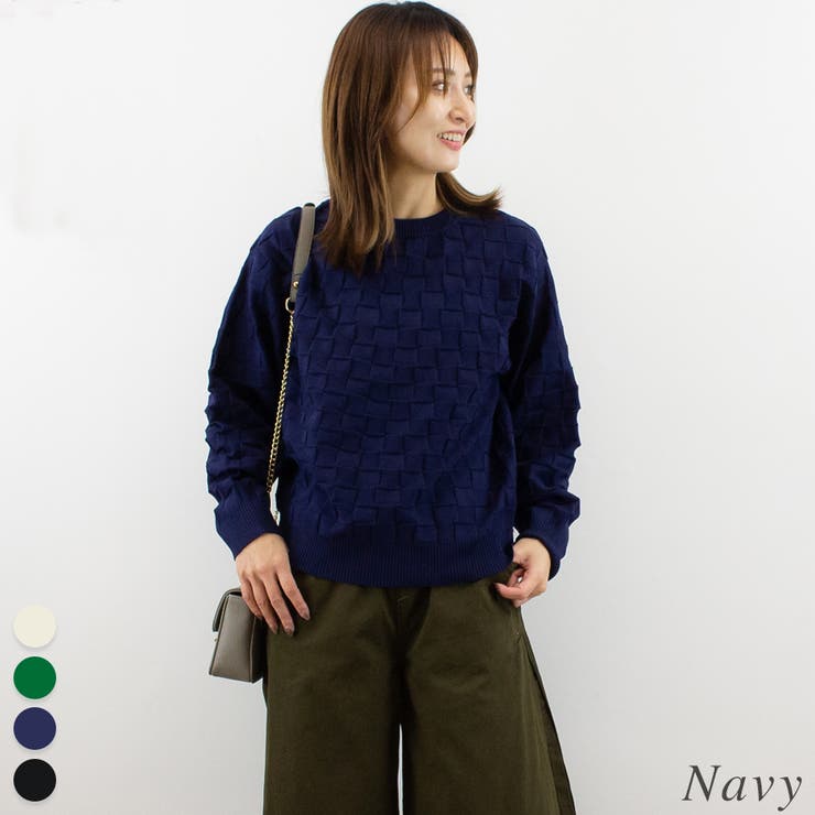 ネイビー | ブロックチェックプルオーバー | A.NATALY