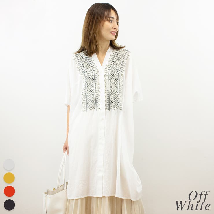 MidiUmi｜A line band collar shirt onepiece - MidiUmi