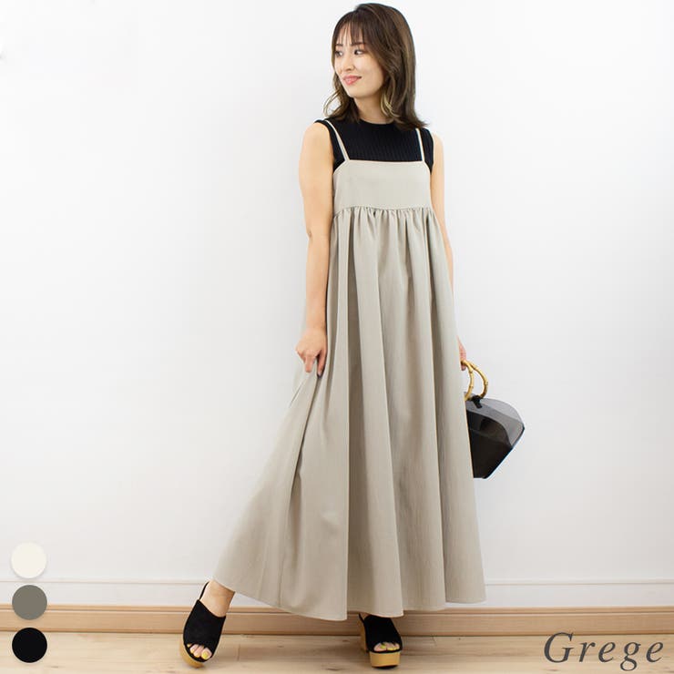 グレージュ | クレープペプラムキャミワンピース | A.NATALY