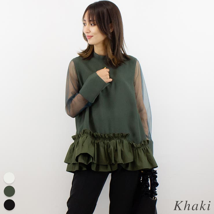 カーキ | バブルヘムシアースリーブトップス | A.NATALY
