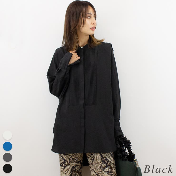 ブラック | プザムピンタックシャツ・ブラウス | A.NATALY