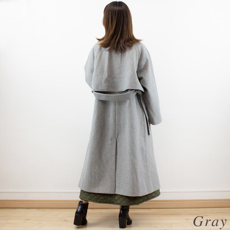 フェイクウールスタンドカラーケープコート | A.NATALY | 詳細画像4 