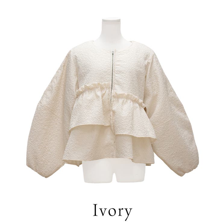 ふくれジャガード中綿フリルジャケット[品番：ACTW0004187]｜A.NATALY