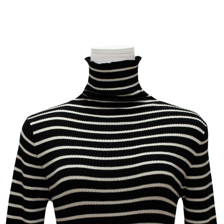 ボーダーリブ編み袖ボタンプルオーバー | A.NATALY | 詳細画像9 