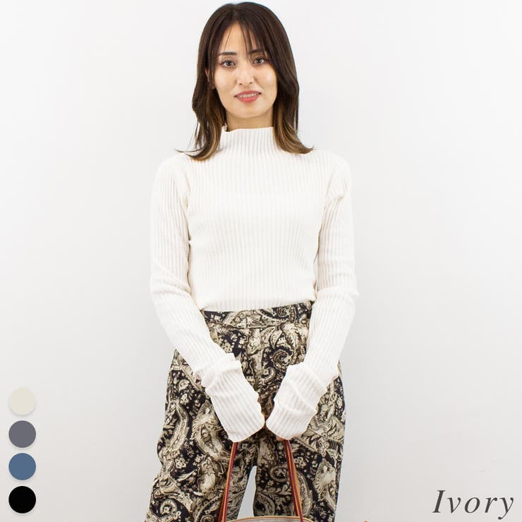 アイボリー | モール糸リブハイネックプルオーバー | A.NATALY