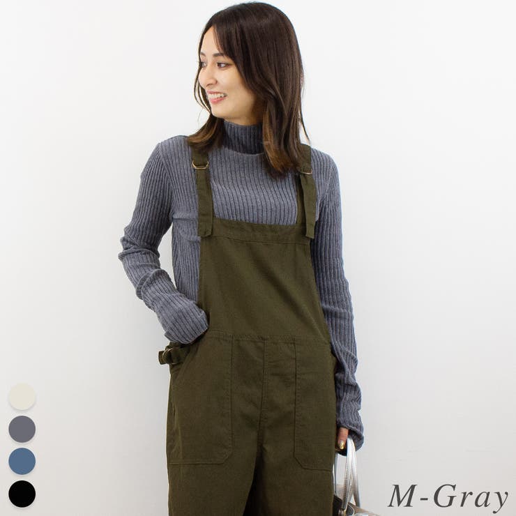 M-グレー | モール糸リブハイネックプルオーバー | A.NATALY