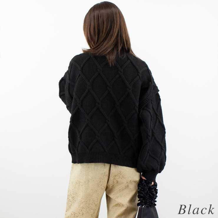 ダイヤ柄ケーブルハイネックプルオーバー | A.NATALY | 詳細画像7 