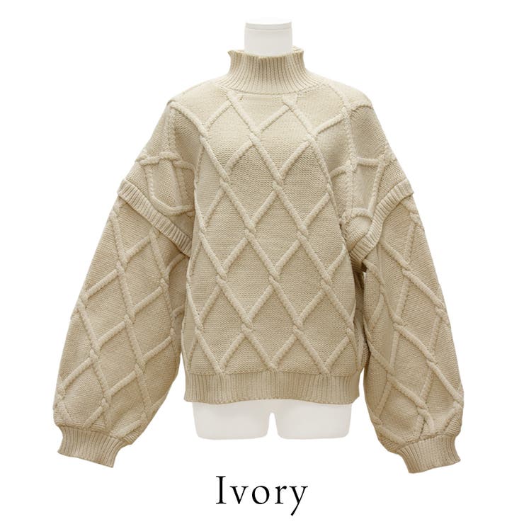 ダイヤ柄ケーブルハイネックプルオーバー | A.NATALY | 詳細画像9 