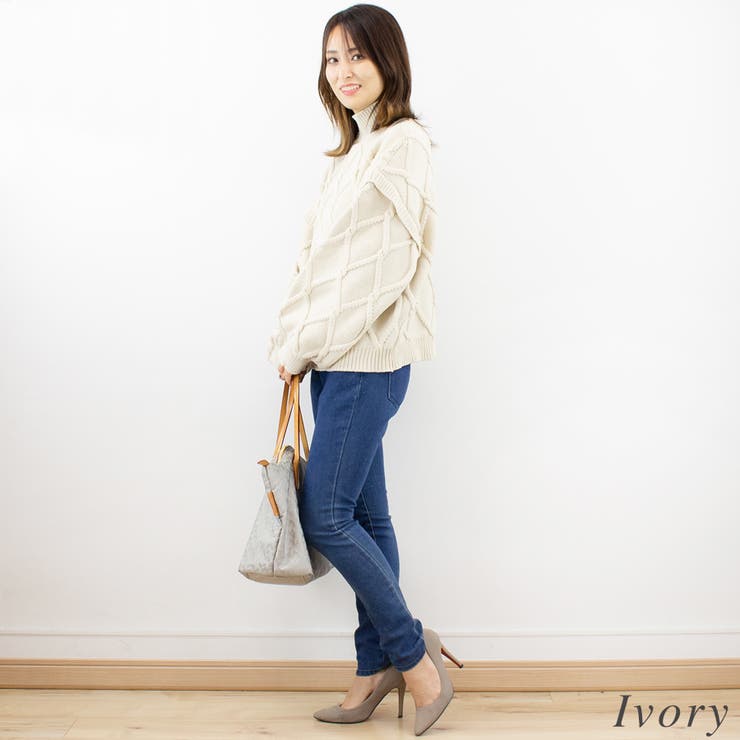 ダイヤ柄ケーブルハイネックプルオーバー | A.NATALY | 詳細画像2 