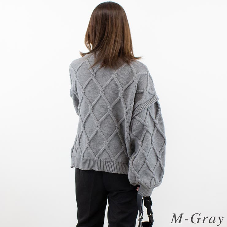 ダイヤ柄ケーブルハイネックプルオーバー | A.NATALY | 詳細画像3 