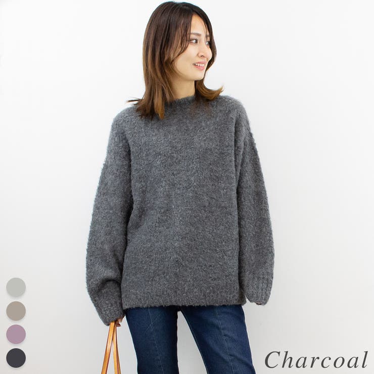 チャコール | ウール混シャギーニット | A.NATALY