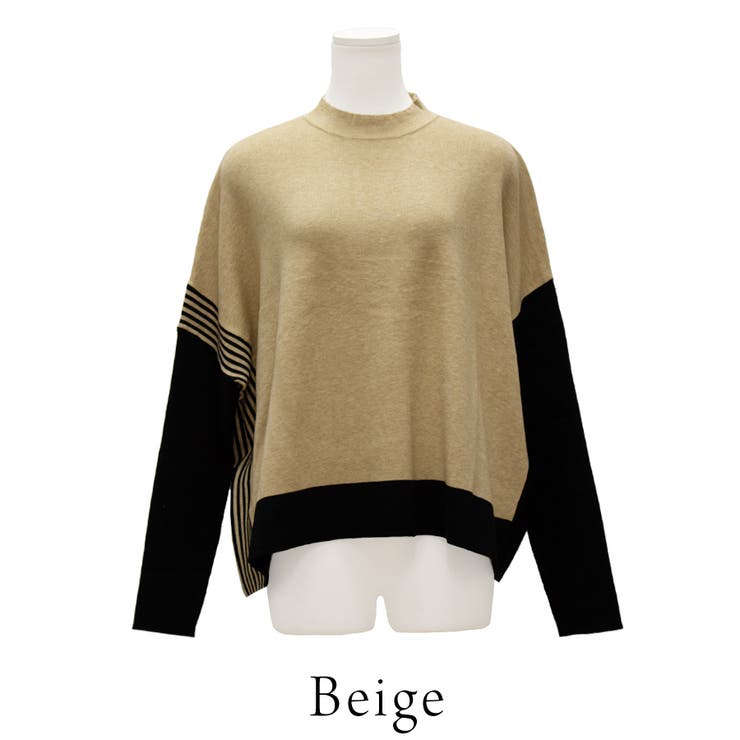 パネル配色スクエアニットプルオーバー | A.NATALY | 詳細画像7 