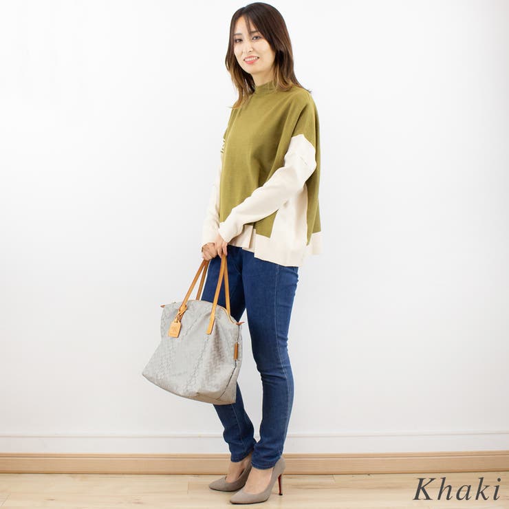 パネル配色スクエアニットプルオーバー | A.NATALY | 詳細画像2 