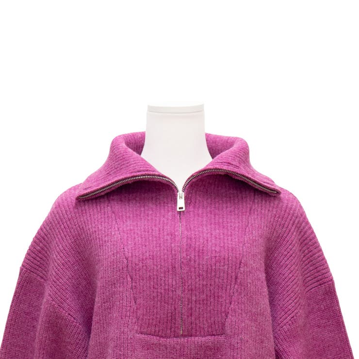 ジップアップ ハイブリッド ウール混 ニット ヒートナビ 中綿 ジャケット ハーフジップハイネックニット[品番：ACTW0004185]｜A.NATALY