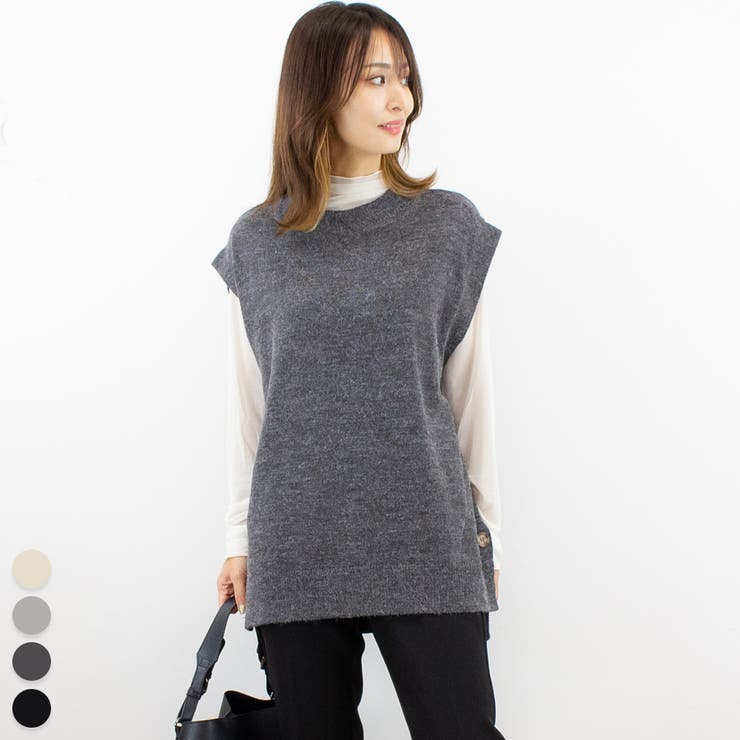 チャコールグレー | サイドボタンベスト | A.NATALY