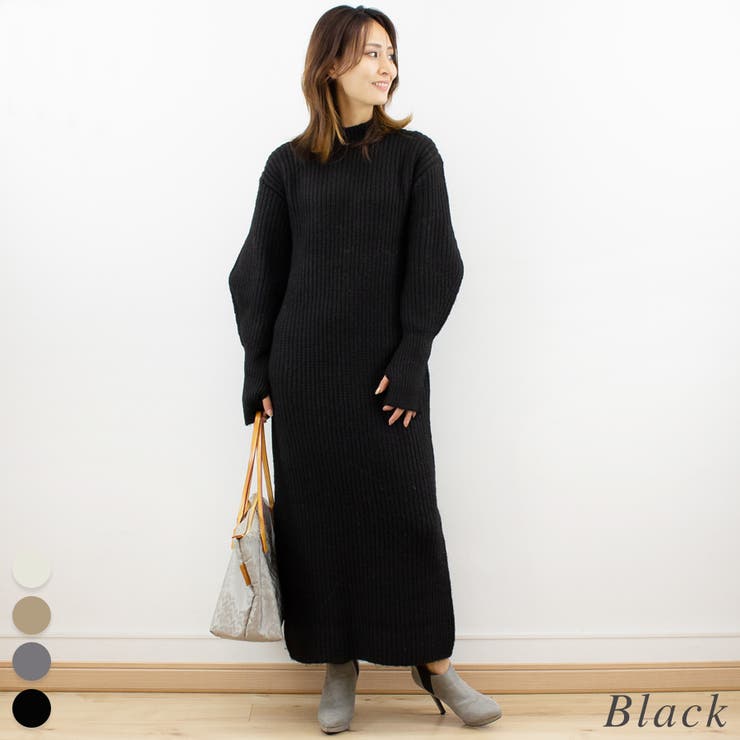 ブラック | エアーヤーンニットワンピース | A.NATALY