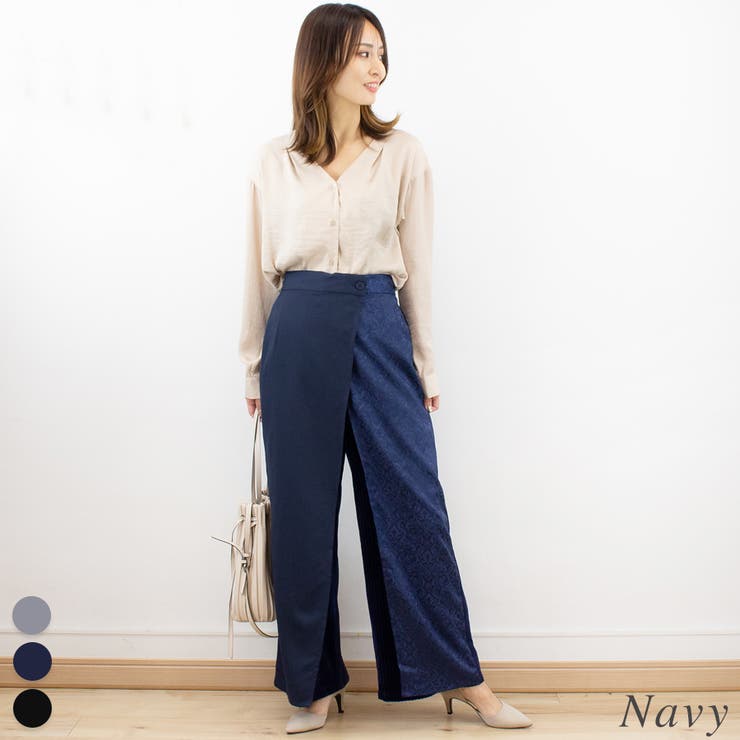 ネイビー | バリアスパターンラップパンツ | A.NATALY