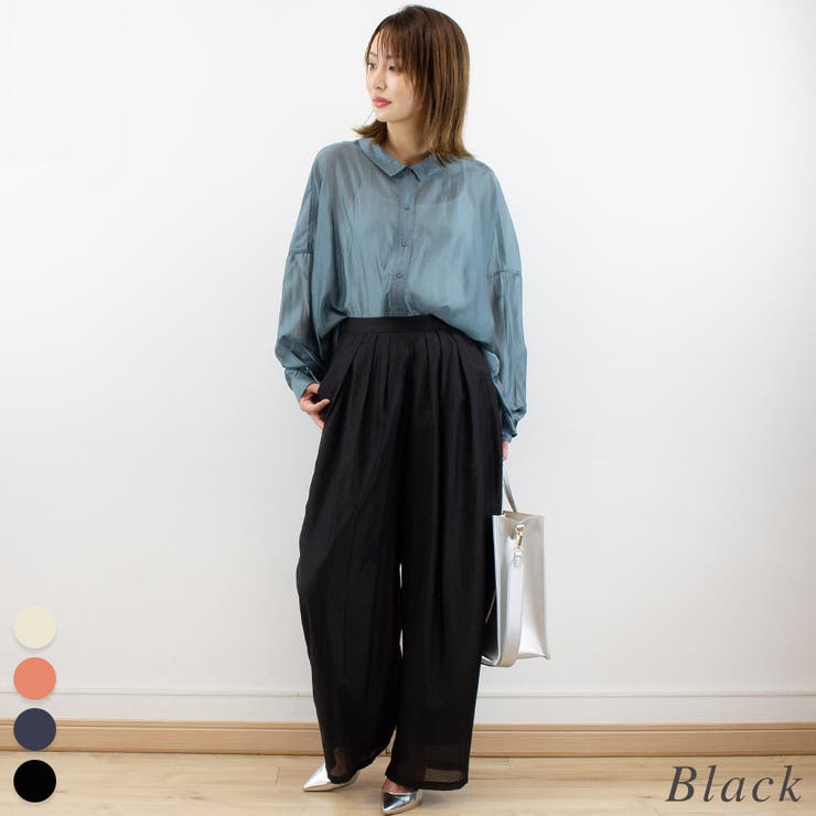 ブラック | シアーリヨセルスリータックパンツ | A.NATALY