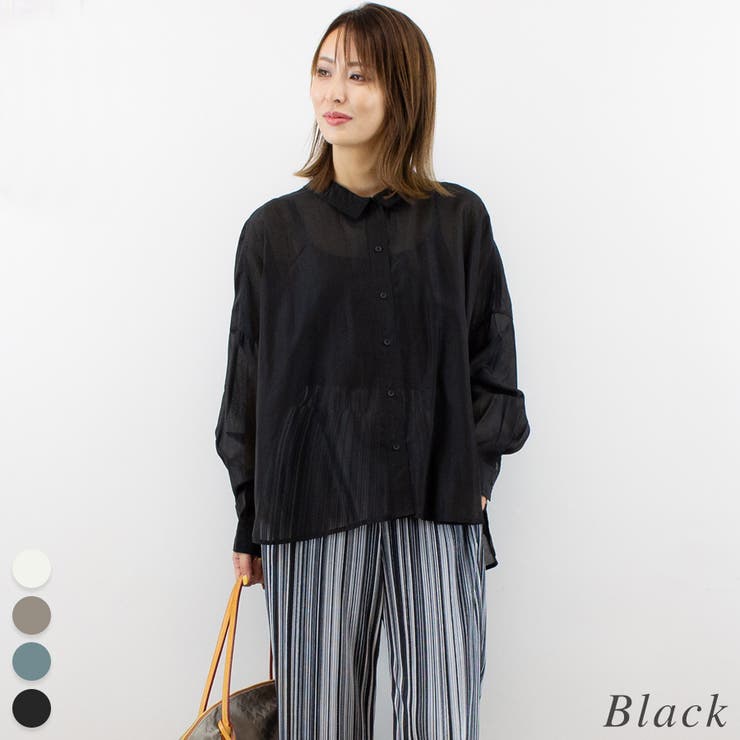 ブラック | シアーリヨセルシャツ | A.NATALY