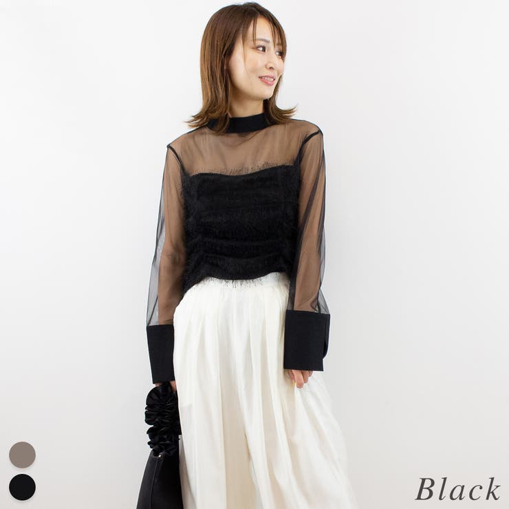 ブラック | フェザーコルセットトップス | A.NATALY