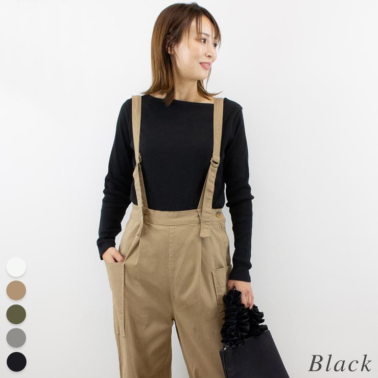 ブラック | リブボートネックカットソー | A.NATALY