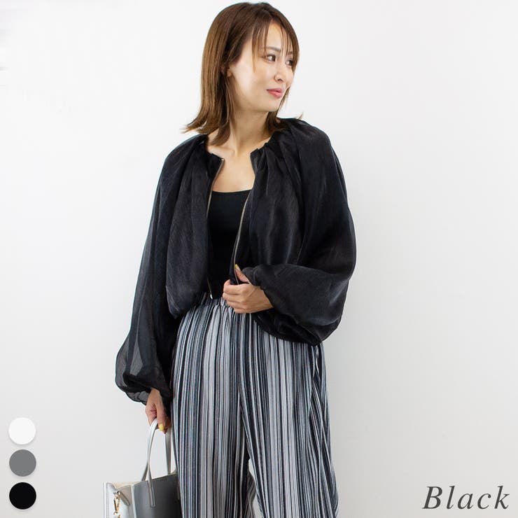 ブラック | シアーシャイニーバルーンボレロ | A.NATALY
