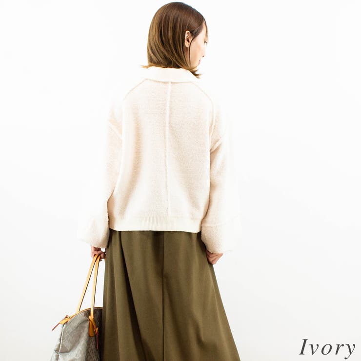 ブークレ×アルパカタッチ襟付きニットブルゾン | A.NATALY | 詳細画像3 