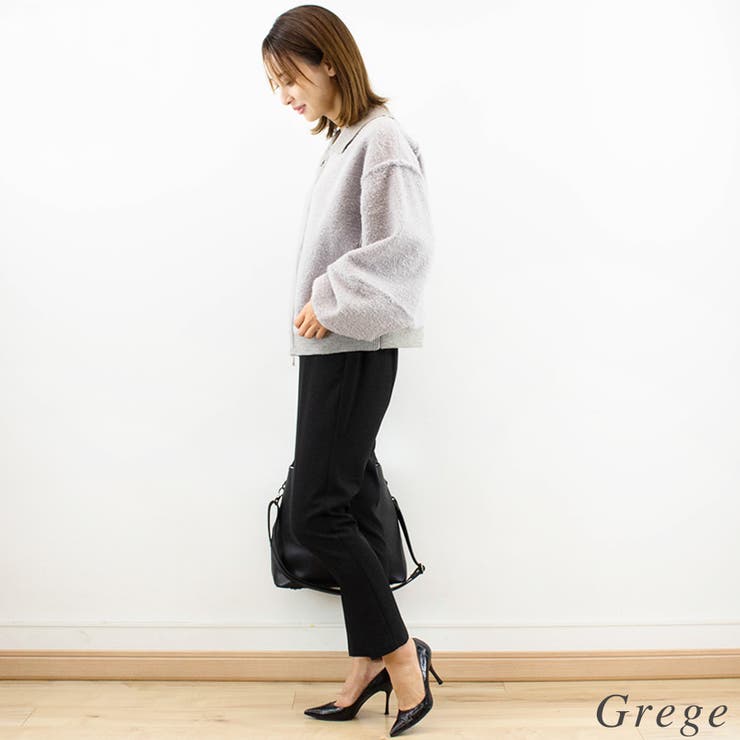 ブークレ×アルパカタッチ襟付きニットブルゾン | A.NATALY | 詳細画像6 