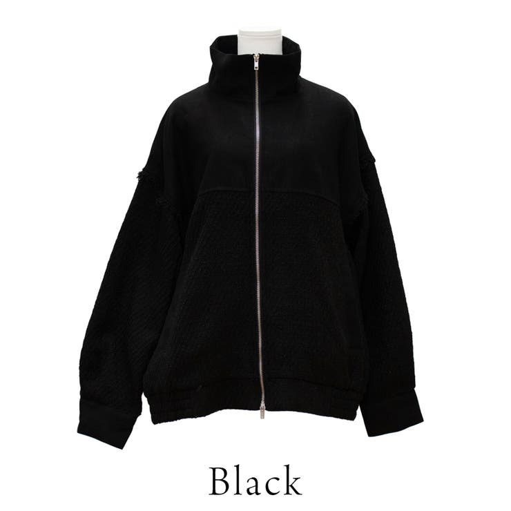 クルニ　スタンドショートブルゾン　ジャケット　ベスト　ブラック ミニミニストア miniministore スタンドカラーボアジャケット