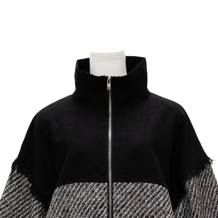 ファンシーツイード異素材切替スタンドブルゾン | A.NATALY | 詳細画像12 