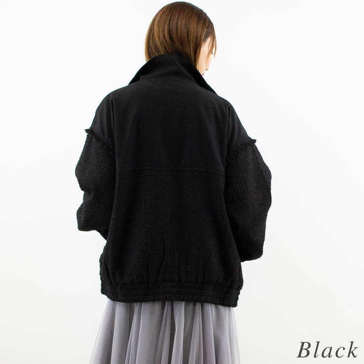 ファンシーツイード異素材切替スタンドブルゾン | A.NATALY | 詳細画像6 