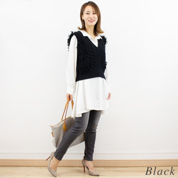 フリンジバルキーニットベスト | A.NATALY | 詳細画像6 