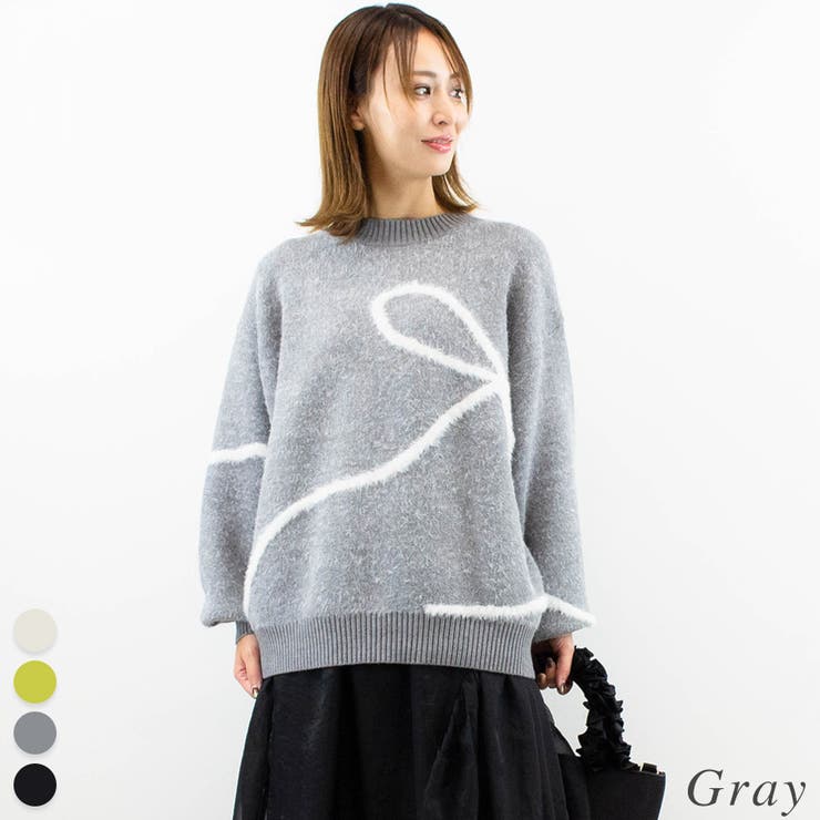 グレー | 杢ストレッチ×フェザーリボンプルオーバー | A.NATALY