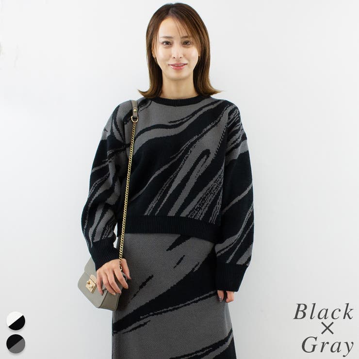 ブラック×グレー | フロージャガードニット | A.NATALY