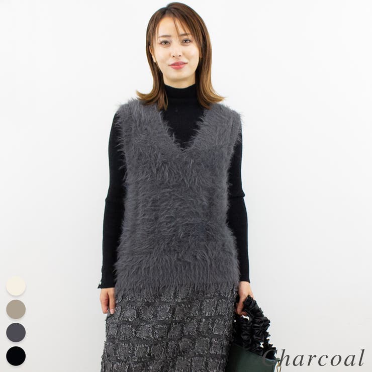 チャコール | フェザーニットベスト | A.NATALY