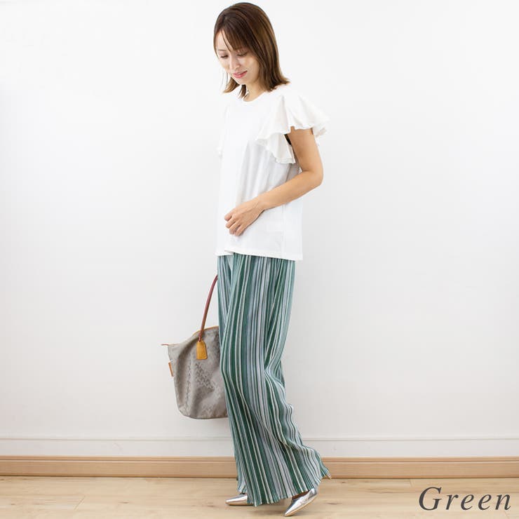 エスパンディーストライプカラーパンツ | A.NATALY | 詳細画像1 