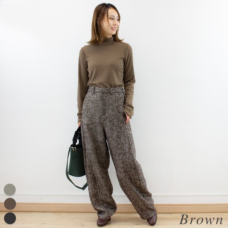 ブラウン | ネップツイードカーブパンツ | A.NATALY