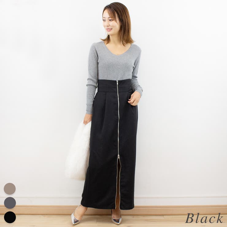 ブラック | ツイルマーベルトタックスカート | A.NATALY