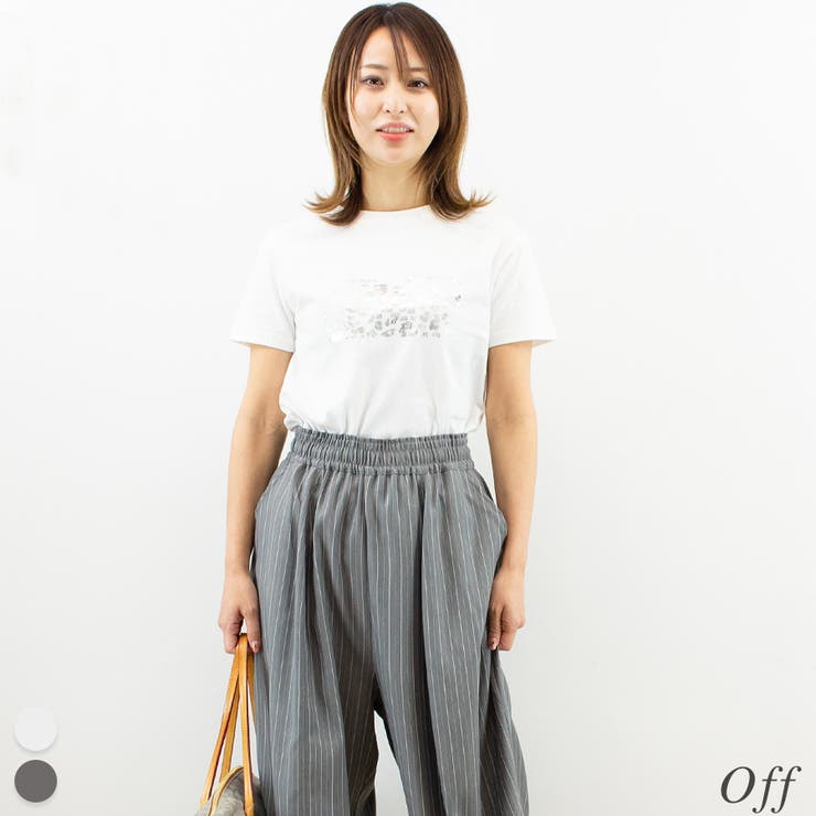 コンパクト箔Tシャツ[品番：ACTW0004373]｜A.NATALY