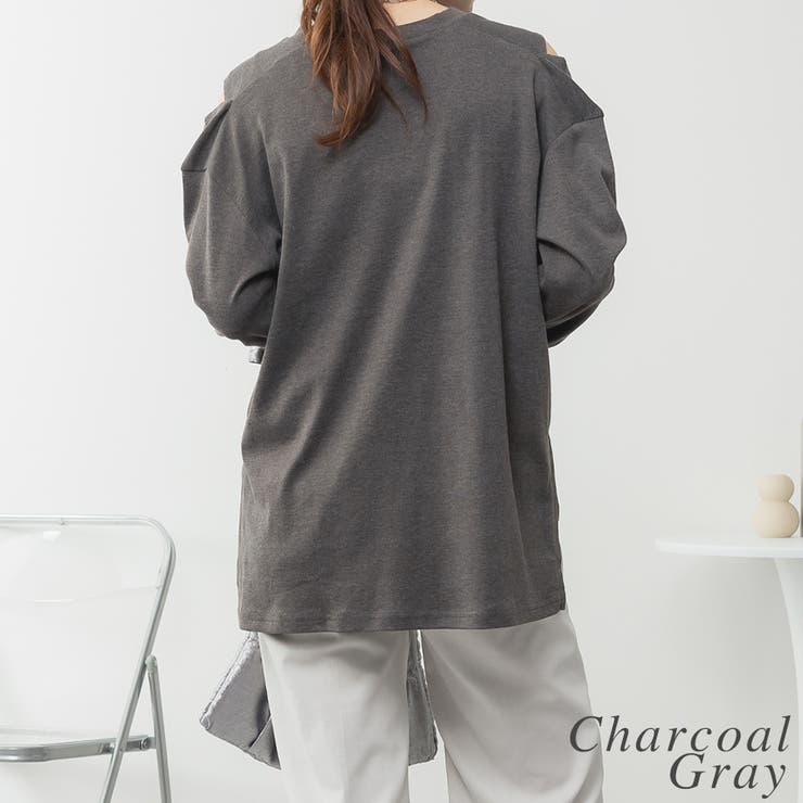 コットンオープンショルダーロングスリーブTシャツ | A.NATALY | 詳細画像1 