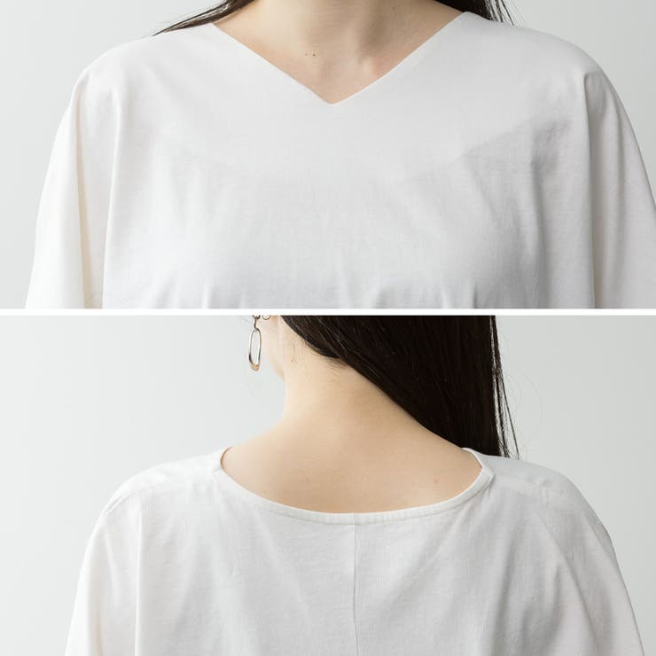 Vネック7分袖ドルマンTシャツ[品番：ACTW0004319]｜A.NATALY