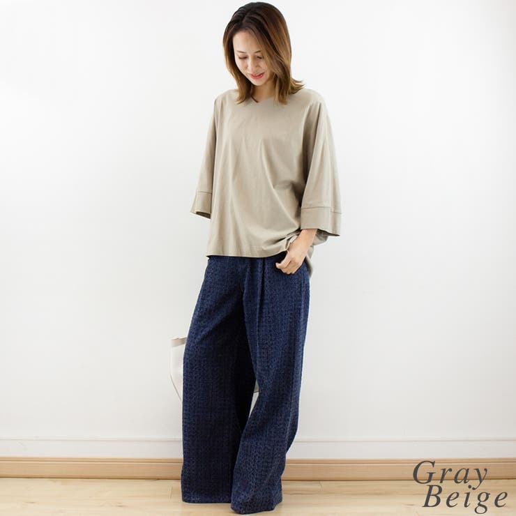 Vネック7分袖ドルマンTシャツ Vネック7分袖ドルマンTシャツ[品番：ACTW0004319]｜A.NATALY