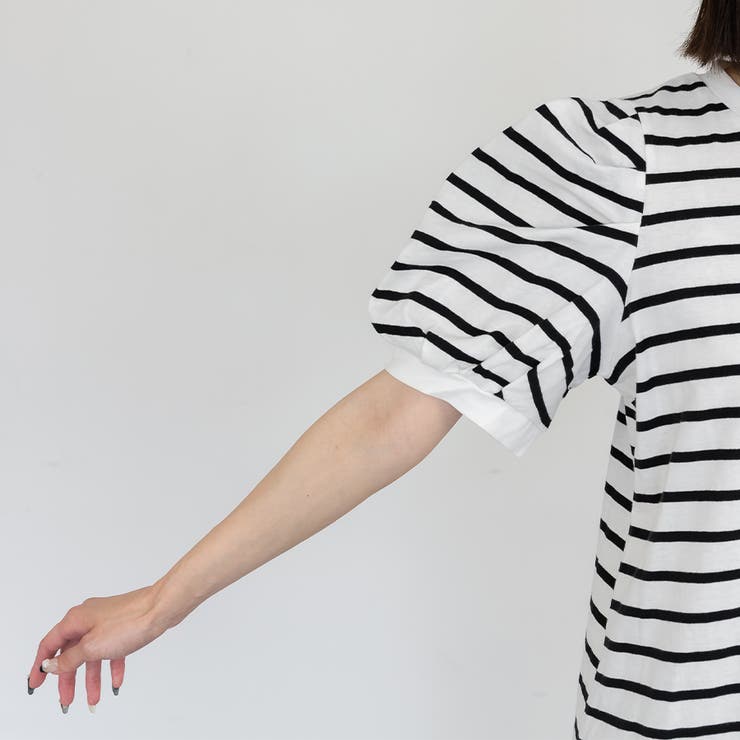 ボーダーパフスリーブトップス[品番：ACTW0004423]｜A.NATALY