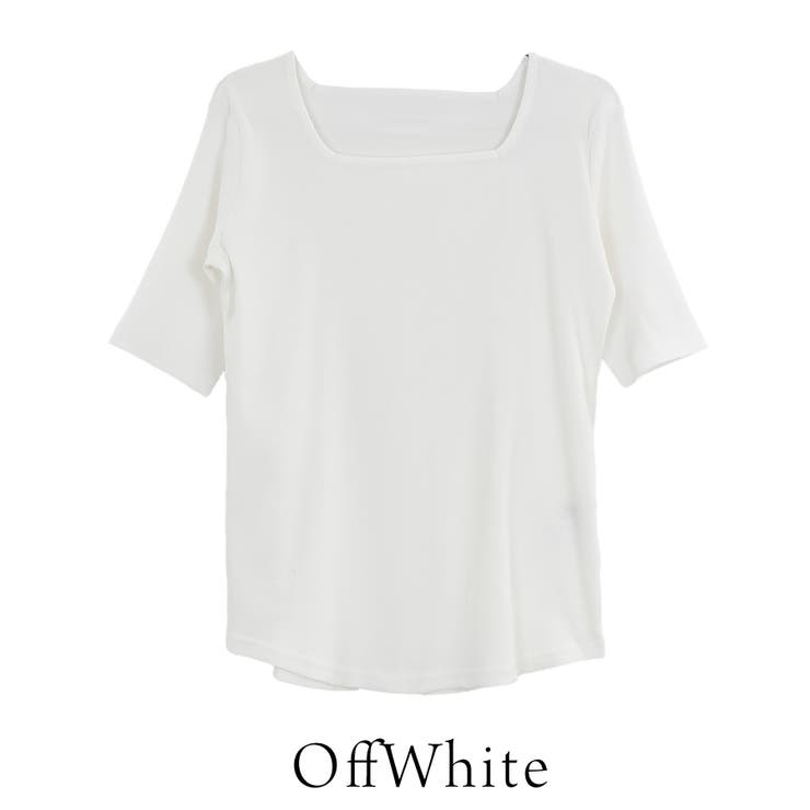 スクエアネック５分袖コットンリブＴシャツ | A.NATALY | 詳細画像7 