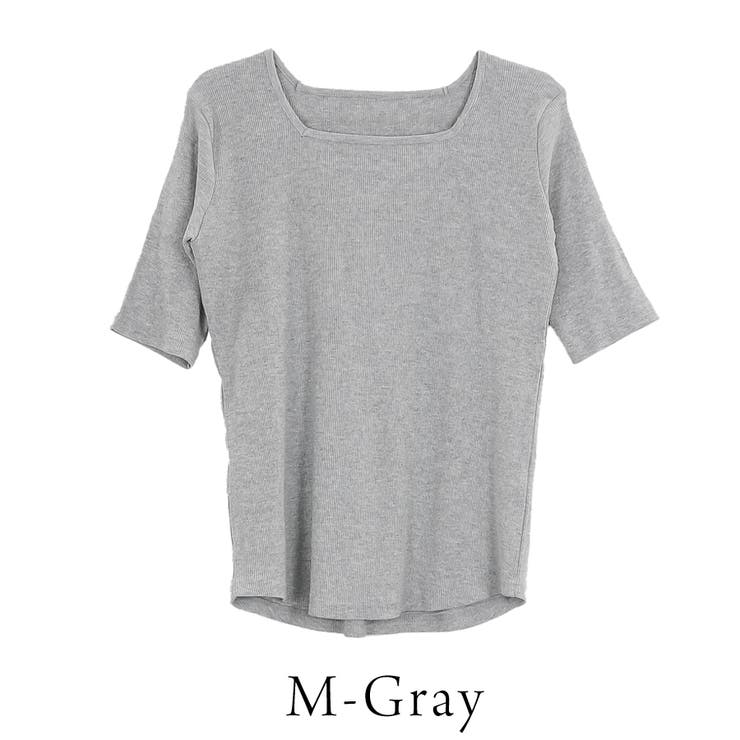 スクエアネック５分袖コットンリブＴシャツ | A.NATALY | 詳細画像8 