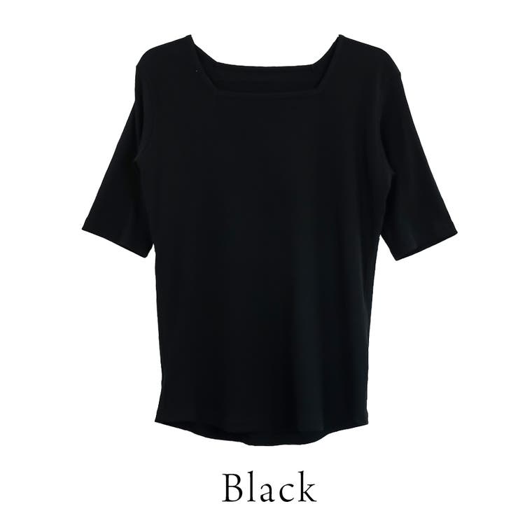 スクエアネック５分袖コットンリブＴシャツ | A.NATALY | 詳細画像9 