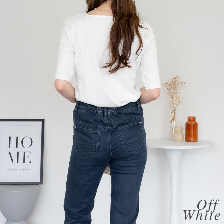 スクエアネック５分袖コットンリブＴシャツ | A.NATALY | 詳細画像1 